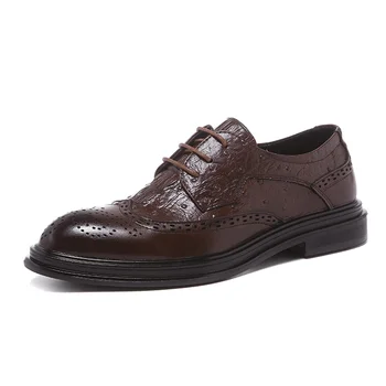 

2019 Men Dress Shoes Formal Wedding Men Leather Shoes Brogue Business Office Oxfords For Men