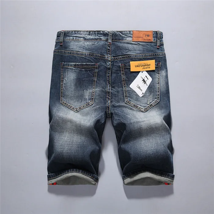 Мужские рваные короткие джинсы прямые ретро шорты джинсовые Бермуды мужские 98% хлопок летние джинсовые шорты плюс размер 28-40318