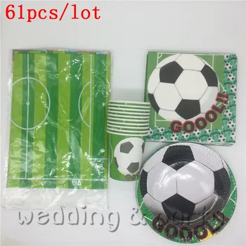 

Hot sale 61 Pcs/set Football theme Birthday Decorations Kids moana Supplies Party Tableware Cartoon Disposable