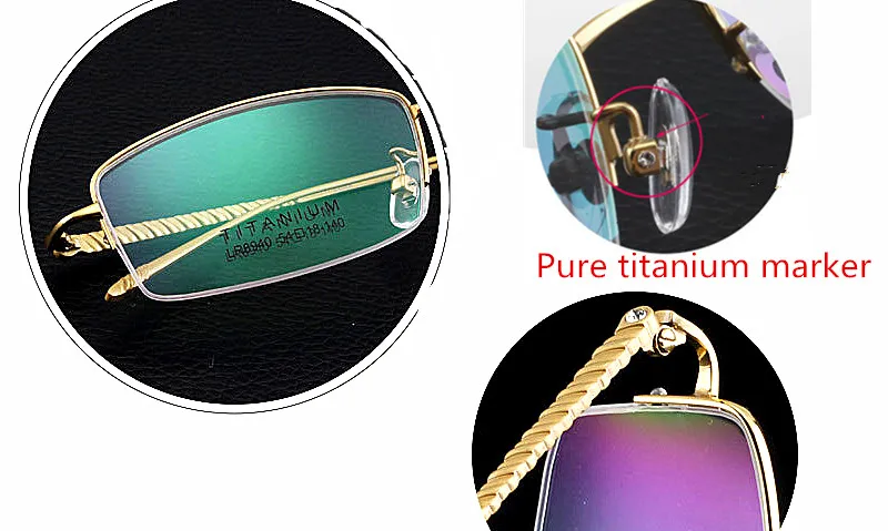 Чистые титановые мужские очки в оправе-половинке, легкие очки, оправа, очки по рецепту, 4 цвета, очки с оправой из чистого титана для женщин