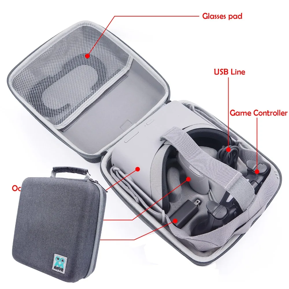 Waterproof Canvas fabric Handbag For XIAOMI Storage Carry Bag Travel Case for Oculus Go VR Glasses all-in-one Pouch Portable New цена Waterproof Canvas fabric Handbag For XIAOMI Storage Carry Bag Travel Case for Oculus Go VR Glasses all-in-one Pouch Portable New цены онлайн