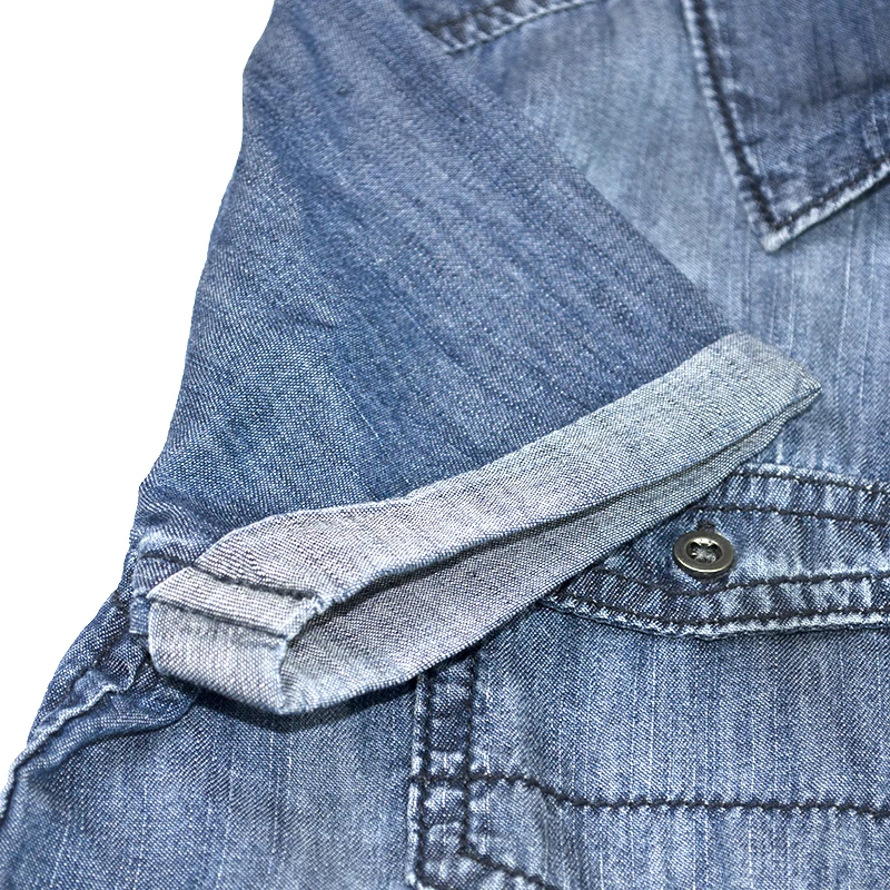 4Boys Denim Shirts Teens Solid Tops Short Sleeve Shirts Pocket Buttons Kids Junior Clothing Children 4-16 Years