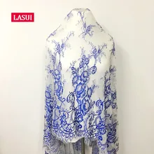 LASUI 1,5 м* 3 м = 1 лот изысканной роскоши 2 цвета craft уникальный и благородный синий и белый толстый высокая-конец торжественное платье ткань C0076