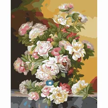 Безрамное цифровой Краски ing по количеству пион ваза цветок птица акрил Краски абстрактные современные стены Книги по искусству холст Краски ing для дома деко