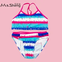 Ms. Shang/милый купальный костюм для маленьких девочек от 2 до 6 лет, бикини, купальный костюм для маленьких девочек полосатый детский купальник из двух предметов, пляжная одежда