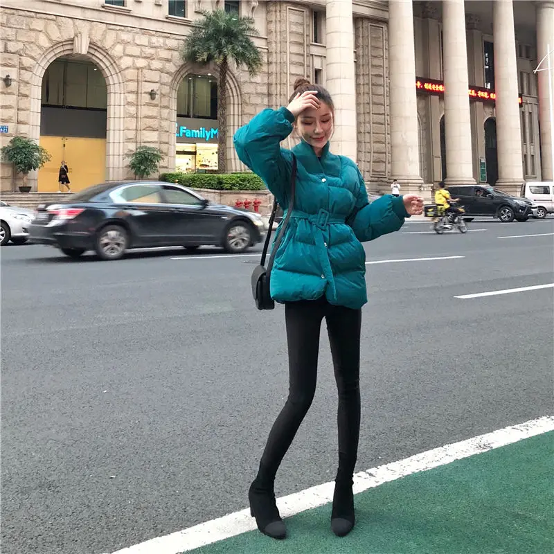 Женское Свободное пальто Hzirip теплое однотонное с поясом для офиса в Корейском