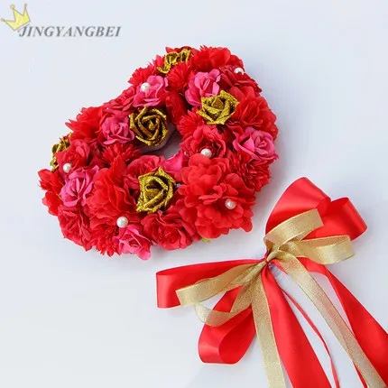 3272 10 De Réductionromantique En Forme De Coeur En Soie Fleur Or Pe Rose Mariage Voiture Ensembles Mariage Fleur Décoration 3 Couleurs In Fleurs