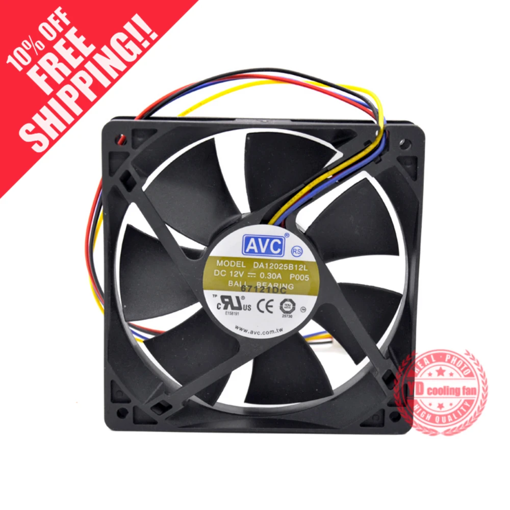 

AVC 12 см подлинный 4-контактный PWM вентилятор шасси вентилятор DA12025B12L 0,30a шар
