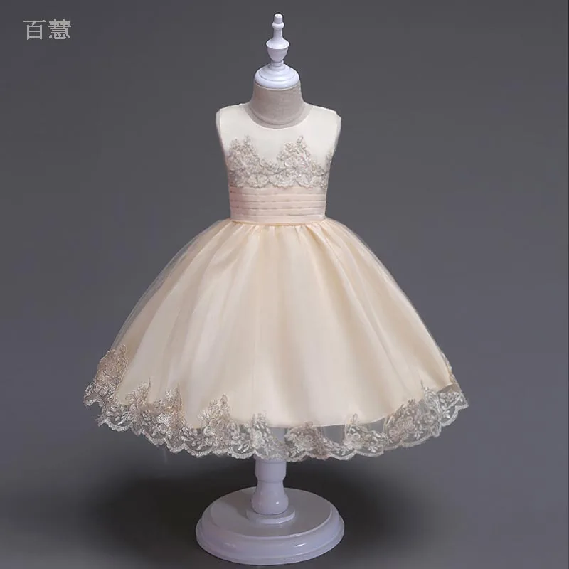 

Embroidery Sleeveless Girls Dress Summer Girls Bowknot Wedding Princess Dresses Costume For Kids Girls Party Dreess Clothing