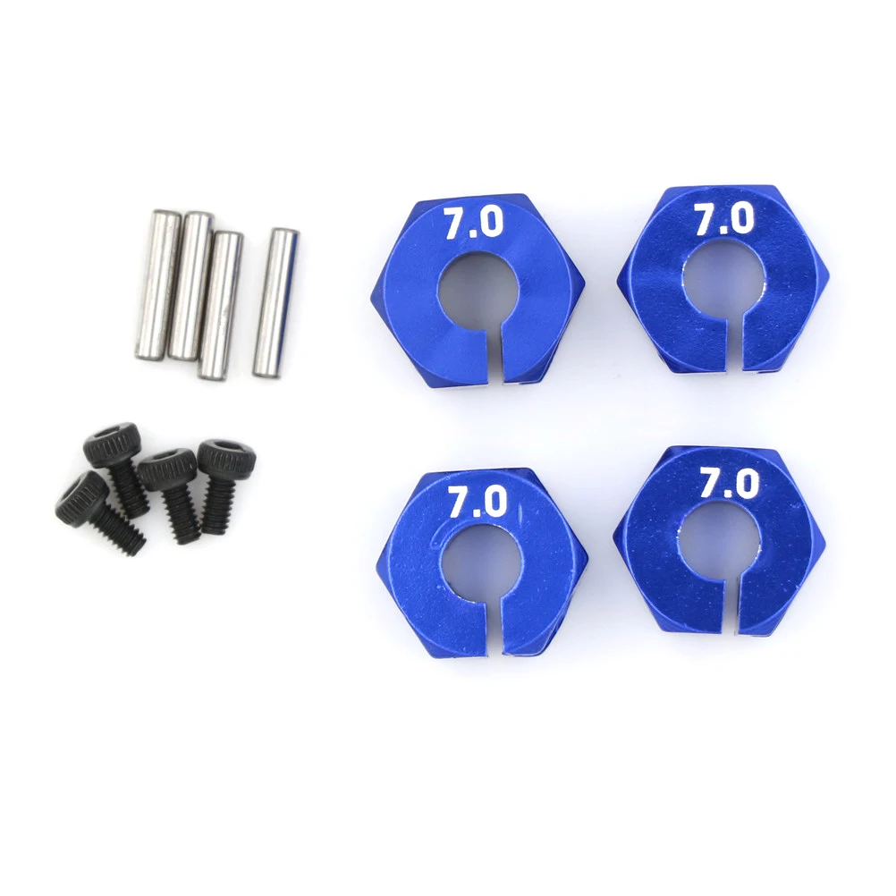 RC Blue Aluminum Alloy 7.0 Wheel Hex 12mm Drive 4P HSP  Tamiya Car Suit For All 1:10 RC Car Tire Parts Set High Quality