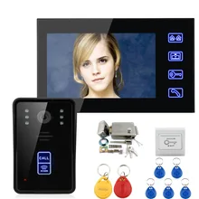 7″ Wired Color Video Door Phone Intercom System 1 Monitor+1 Kit IR Night Vision Camera+Metal Electronic Door Lock+Exit Button