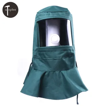 

1Pcs Green Canvas Face Anti-Dust Mask With Thick Plexiglass Breathable Bblasting Grinding Polishing protective Helmet