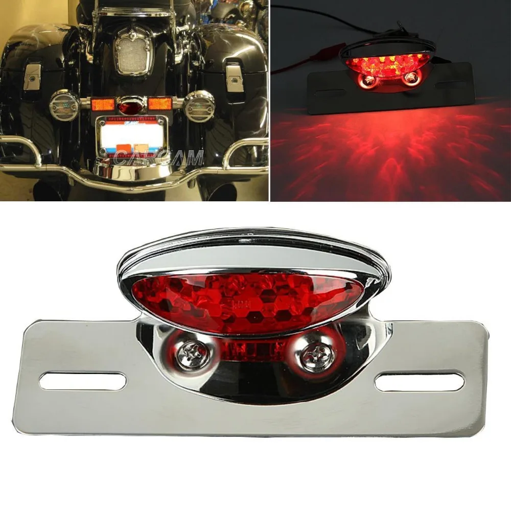 Хромированный Интегрированный Светодиодный светильник для мотоцикла, задний тормоз, держатель номерного знака