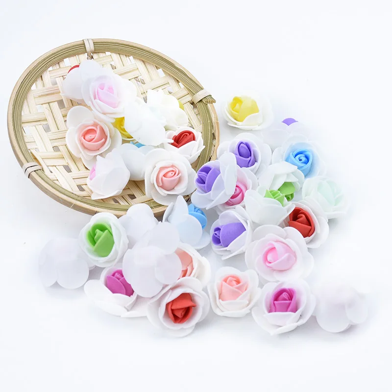

50pcs/100pcs Multicolor FOAM roses head PE fake decorative flowers wreaths diy gifts Wedding Party home decor artificial flowers