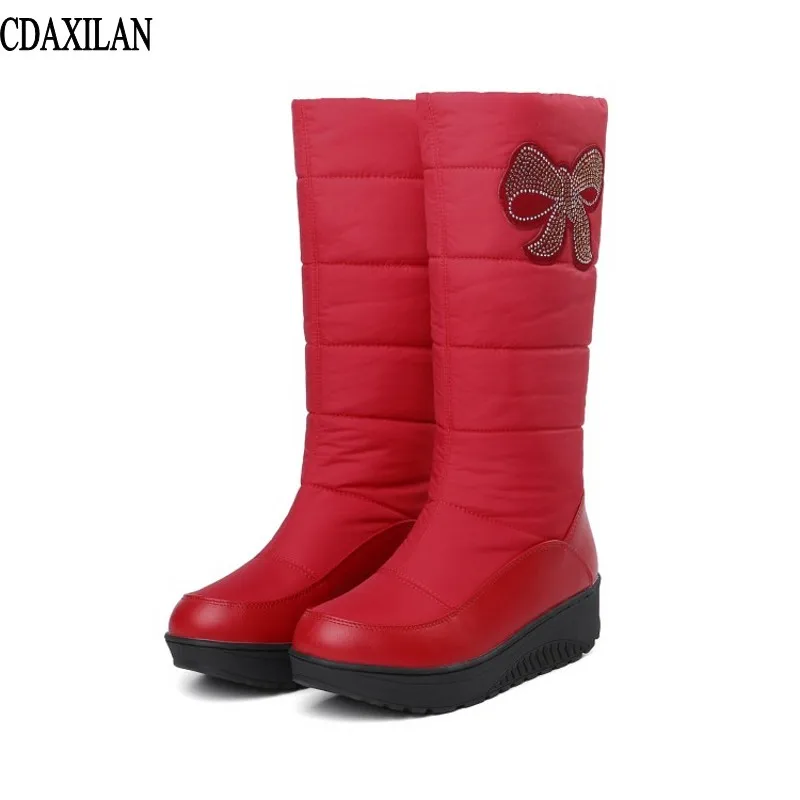 

CDAXILAN new arrivals snow boots women down thickened plush boots warmth legs mid-calf boots mid heel wedge shoes ladies winter