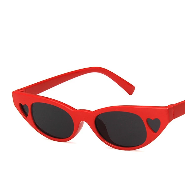 Небольшая фоторамка Lovely Heart ожерелье с Для женщин зеркальные солнцезащитные очки "кошачий глаз", винтажные женские солнцезащитные очки вечерние очки в стиле косплей на сцене круто Oculos N216 - Цвет линз: red gray