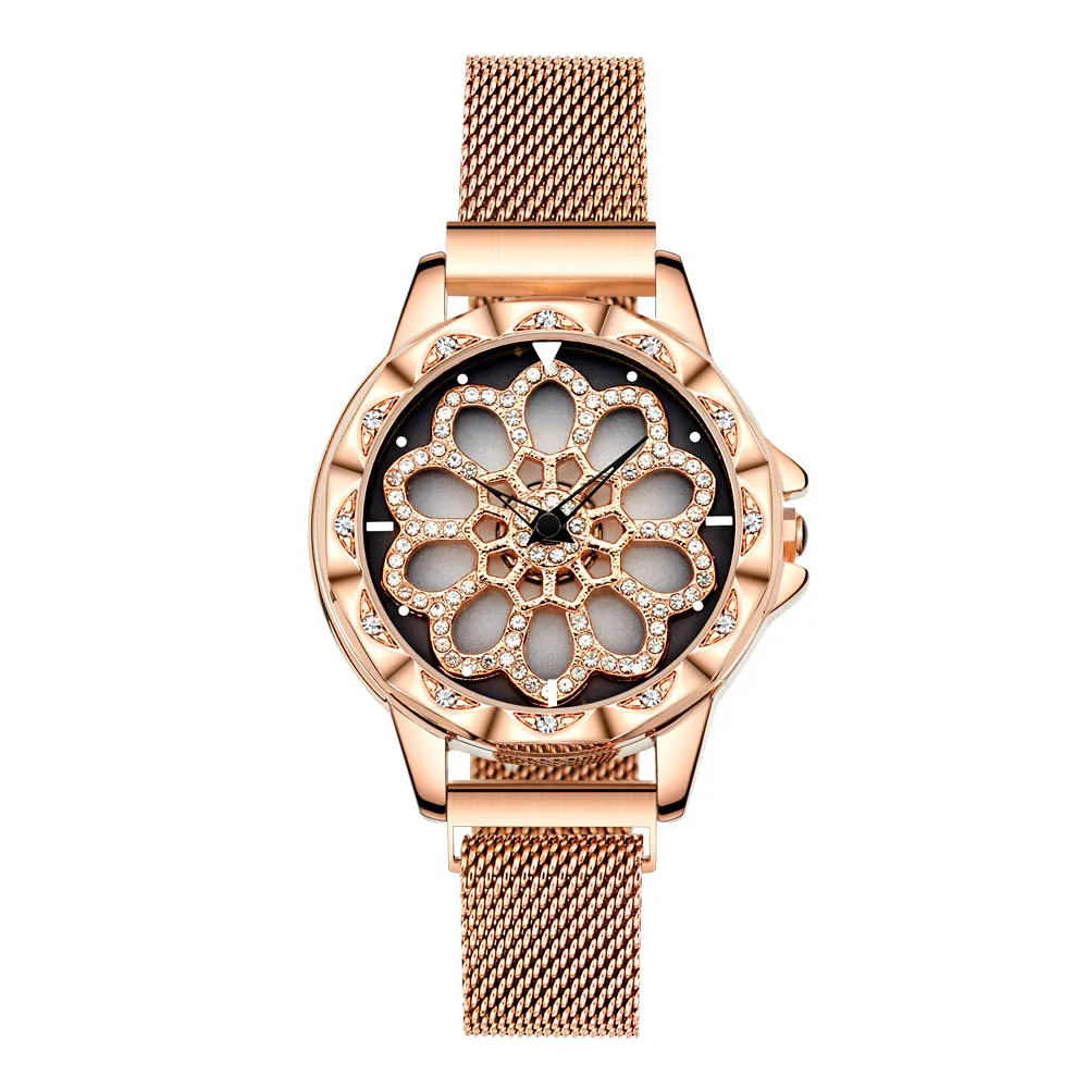 Модные трендовые Женские Подарочные часы при беге Циферблат из нержавеющей стали Милана часы с магнитной пряжкой легко носить L1048 часы - Цвет: Rose gold