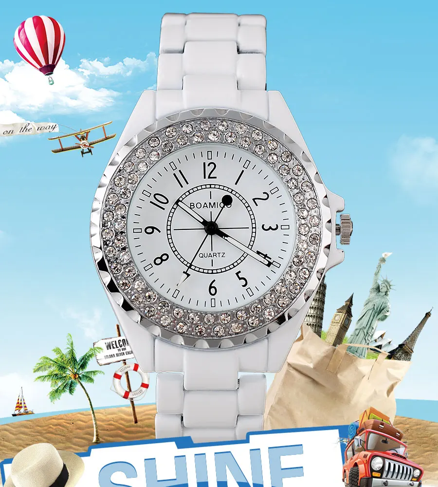 Simple Fashion Women Watches BOAMIGO Brand Shock Resistant Luxury Dress Ladies Quartz Watch Alloy Bracelet Wristwatch Gift Clock (18)