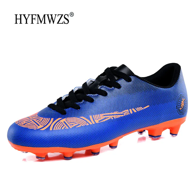 HYFMWZS Krasovki оригинальная футбольная обувь для мужчин Crampon футбол сверхтонкие длинные шипы футбольные бутсы дышащие детские бутсы - Цвет: Dark blue