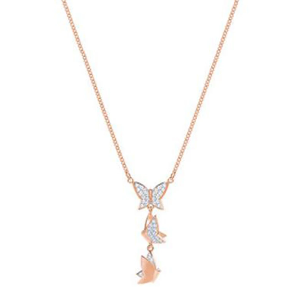 

2018 New Rose Gold Butterfly Necklace Charming Elegant Ladies Fashion Temperament Pendant Clavicle Chain Valentine's Day