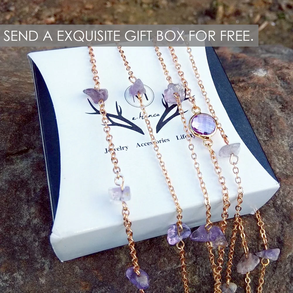 eManco Multilayer Purple Bead Chain Necklace for Women Wholesale Crystal Semi-precious Stone Glamorous NewJewelry Necklace