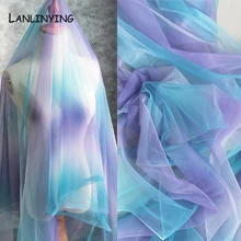 LANLINYING Красочные эластичные Градиент Радуга сетка ткань для платья DIY украшения перспектива Лазерная фантазия Творческий Ткань D548