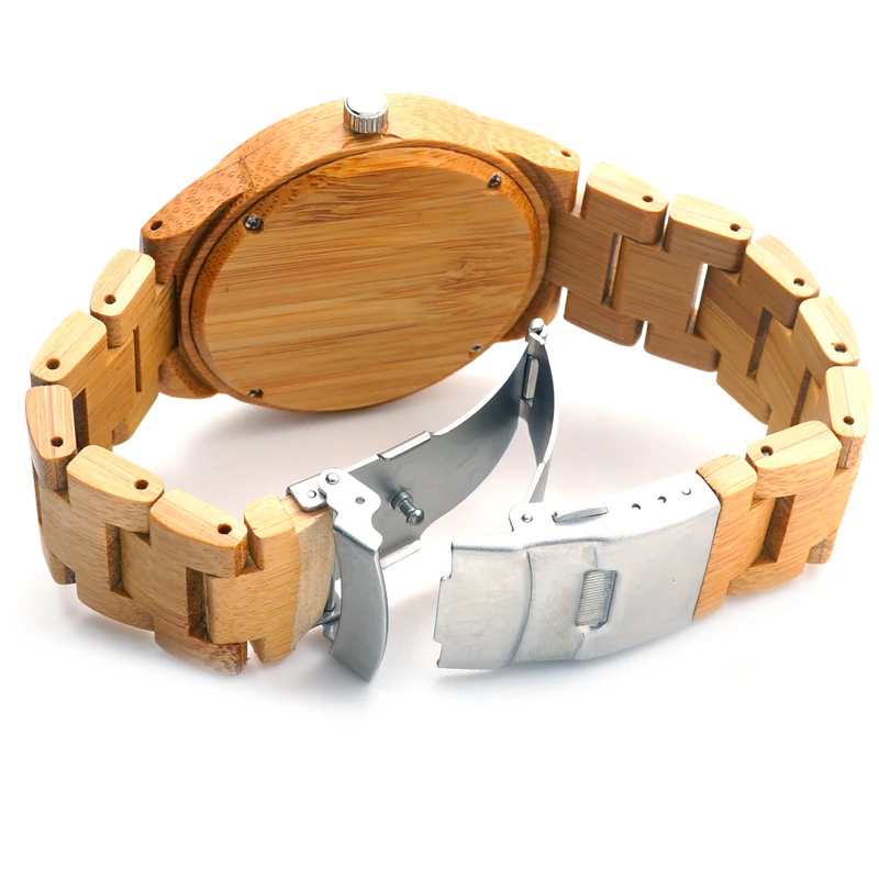 Brand Mens Watch BOBO BIRD Full Bamboo Wristwatches with Bamboo Band Japan Move' 2035 Quartz Wood Watch for Men as Gifts C-D19