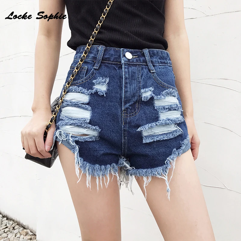 1 шт. Высокая талия сексуальные женские супер короткие джинсы джинсовые шорты 2019 летние джинсовые дырки шорты с кисточками женские узкие