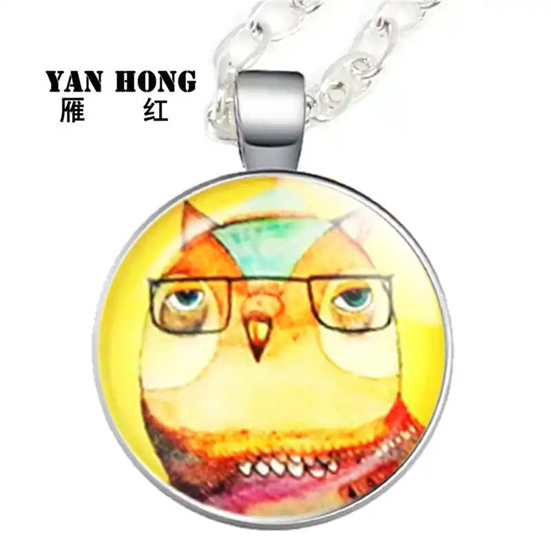 Стекло модное Кристальное ожерелье ручной работы, сова мультфильм дизайн. Сова-символ мудрости и мужества. Это подарок на день рождения