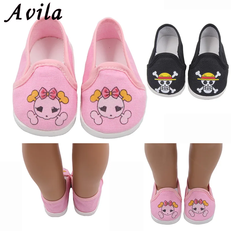 

Doll shoes for 43 cm new born baby Doll black white Prink Shoes For 18" Girls Doll shoes sneacker doll Accessories