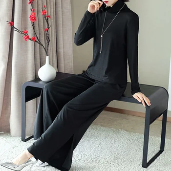 

Solid Color Two Piece Set Top And Pants Fashion Conjunto Feminino Year-old Female Costume Office Work Ensemble Femme Survetement