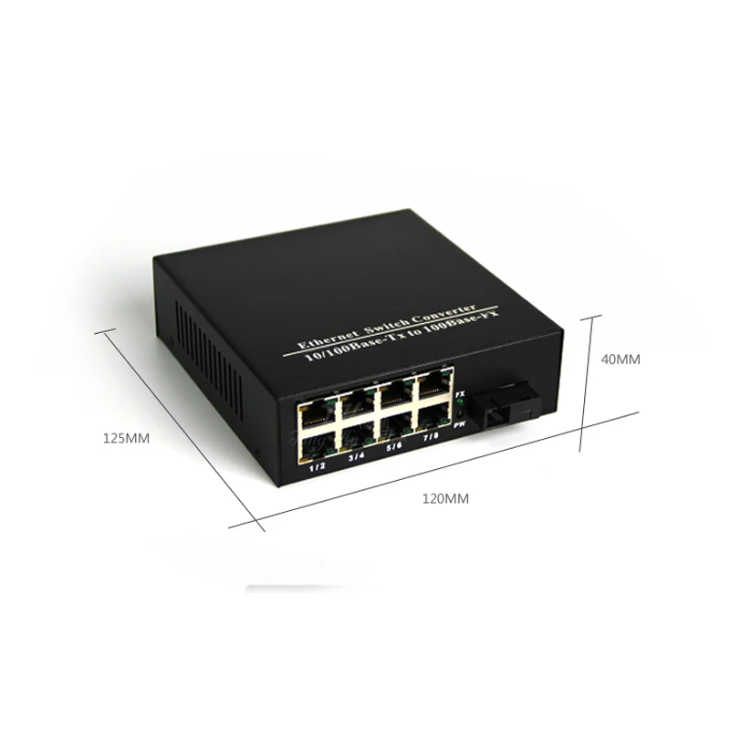 1 SC интерфейс и 8 портов RJ45 ethernet swltch конвертер HTB-3100AB 100 м одного волокна 25 км Оптическое волокно transc 1 пара