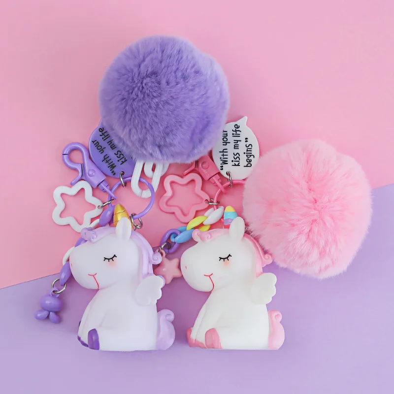 

Silicone Animal Unicorn Keychain for Men Women Bag Ornament Phone Key Chain Porte Clef keyring Bag Decoration
