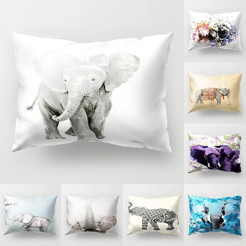 New Animal Smart Elephant Throw Pillow Case Sofa Bed Cushion Cover Home