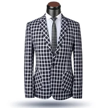 Цена со скидкой Новинка черный плед мужской костюм s один-пряжка костюмы куртка формальный мужской костюм комплект жениха Нарядные Костюмы для свадьбы(куртка+ брюки+ галстук