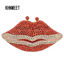 Женские клатчи, сумочка с цепочкой, красные губы, роскошные кристаллы алмаза, женская свадебная сумка, женские вечерние сумочки, вечерняя сумочка SC501
