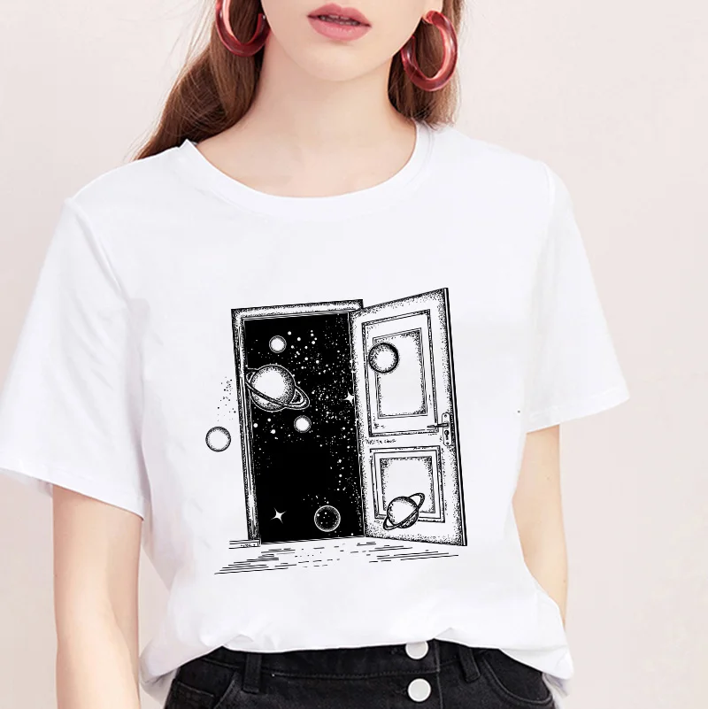 

2019 New Summer T Shirt women space aesthetics Printed Harajuku Female TShirt Trend Thin Section Comfortable Korean tops Tee