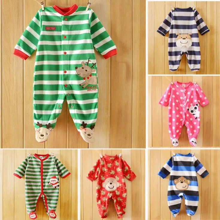 Baby fleece clothing baby Pack foot multi color rompers infant clothes