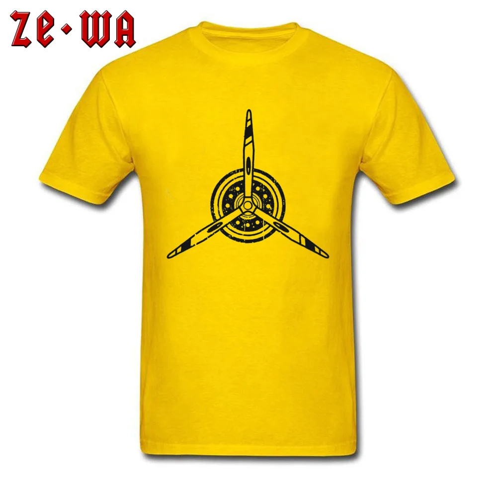 Tops Tees Airline Propeller Airplane Pilot -4047 Autumn 100% Cotton O Neck Men's Top T-shirts Normal Top T-shirts Rife Airline Propeller Airplane Pilot -4047 yellow