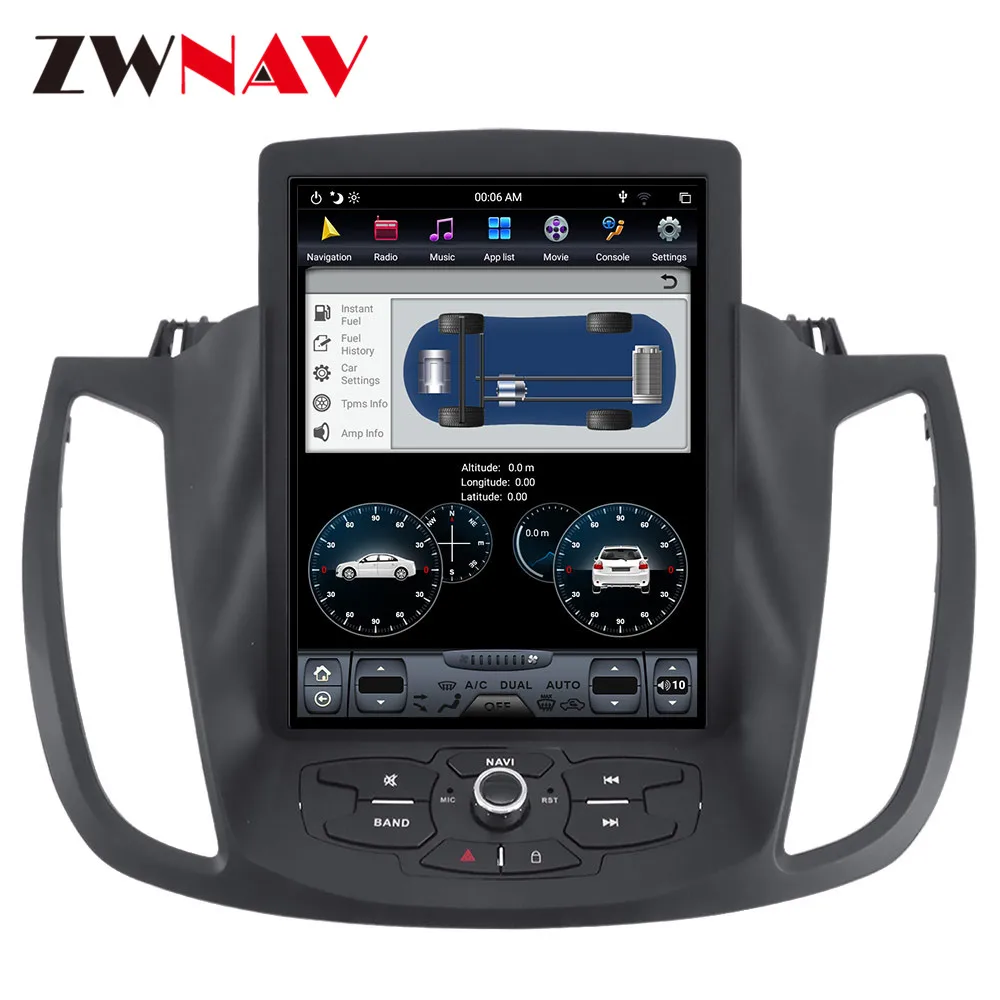 Excellent PX6 4GB RAM Tesla style Android 8.1 Car GPS Navigation For Ford KUGA 2013+ head unit multimedia auto radio tape recorder 4