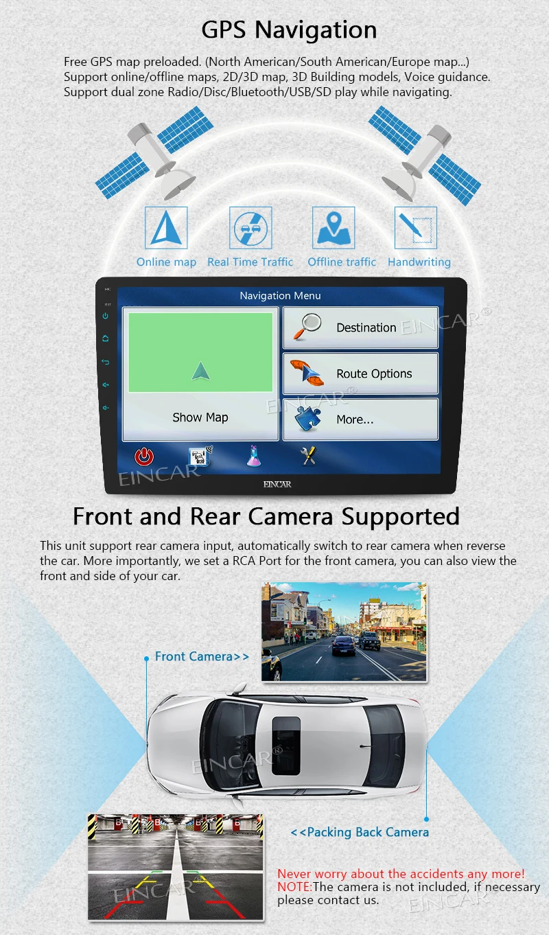 Cheap EinCar Android 7.1 Octa Core 32GB+2GB Double Din Car Stereo Radio 10.1