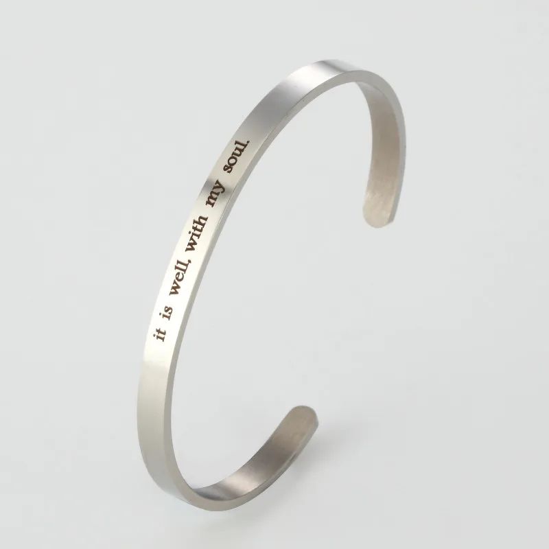4 мм Cunstomized Браслет-манжета браслеты для женщин и мужчин серебро из нержавеющей стали вдохновляющий браслеты украшения подарки - Окраска металла: ZZ-04