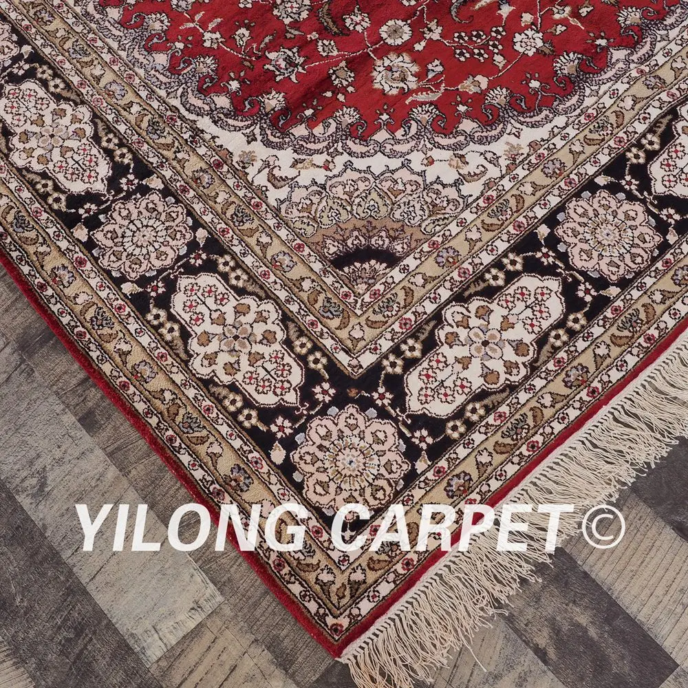 YILONG 5 'x 8' красный роскошный персидский традиционный шелковый ковер изысканные