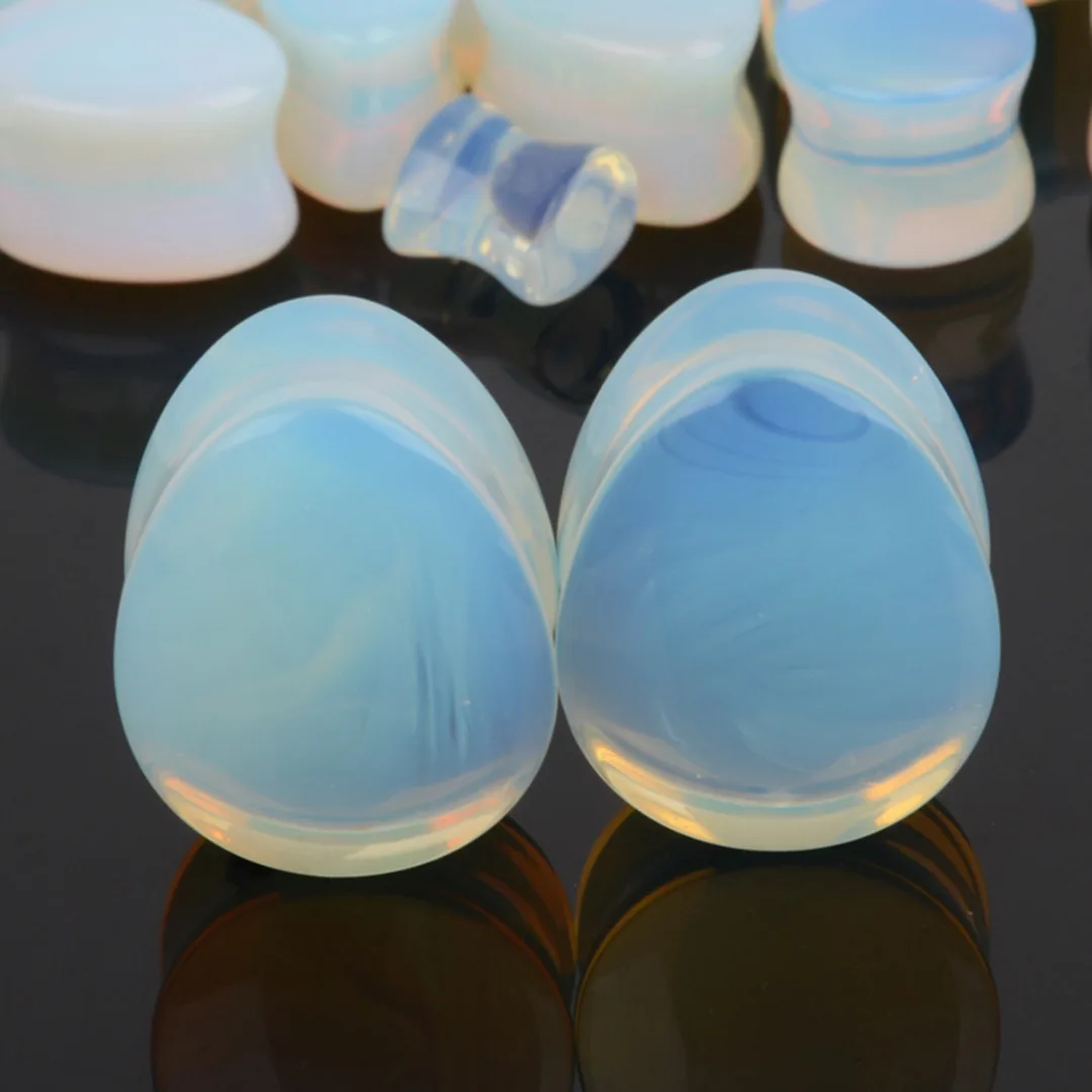 1 Pair Amethyst Natural Stone Teardrop Ear Plugs Tunnel Shellhard Gauges Ear Expanders Stretcher Fashion Body Pircings Jewelry