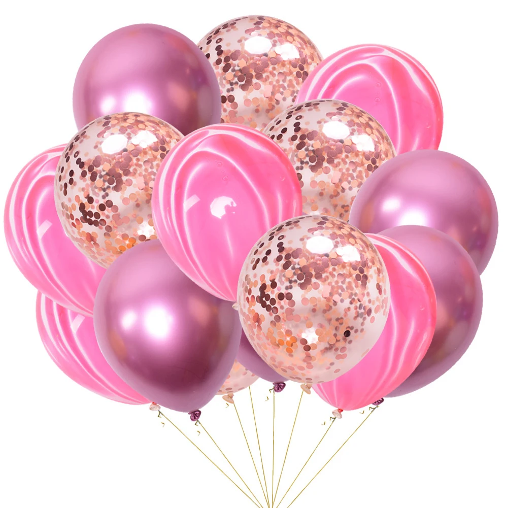 Металлический воздушный шар 1" Розовые Свадебные шары для украшения 15 шт. воздушный шар" Конфетти "воздушный шар мраморной расцветки розовый
