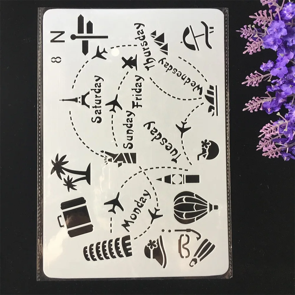 

Hot 26cm World Travel Journey DIY Craft Layering Stencils Painting Scrapbooking Stamping Embossing Album Paper Card Template