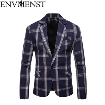 

Envmenst Slim Fit Men Palid Jacket New Brand Clothing Single Breasted Single Button Fashion Suit Casual Mens Tops