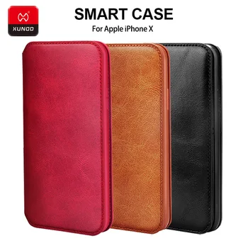 

Luxury Brand Leather Wallet Case For iPhone X Xs XS Max Phone Original Smart Auto Sleep Wake up Protective Back Flip Cover Cases