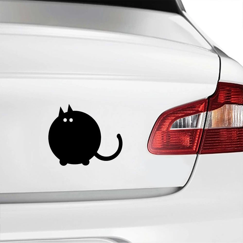 Fat Cat Silhouette Decal High Quality Cute Black Sticker Wall Door
