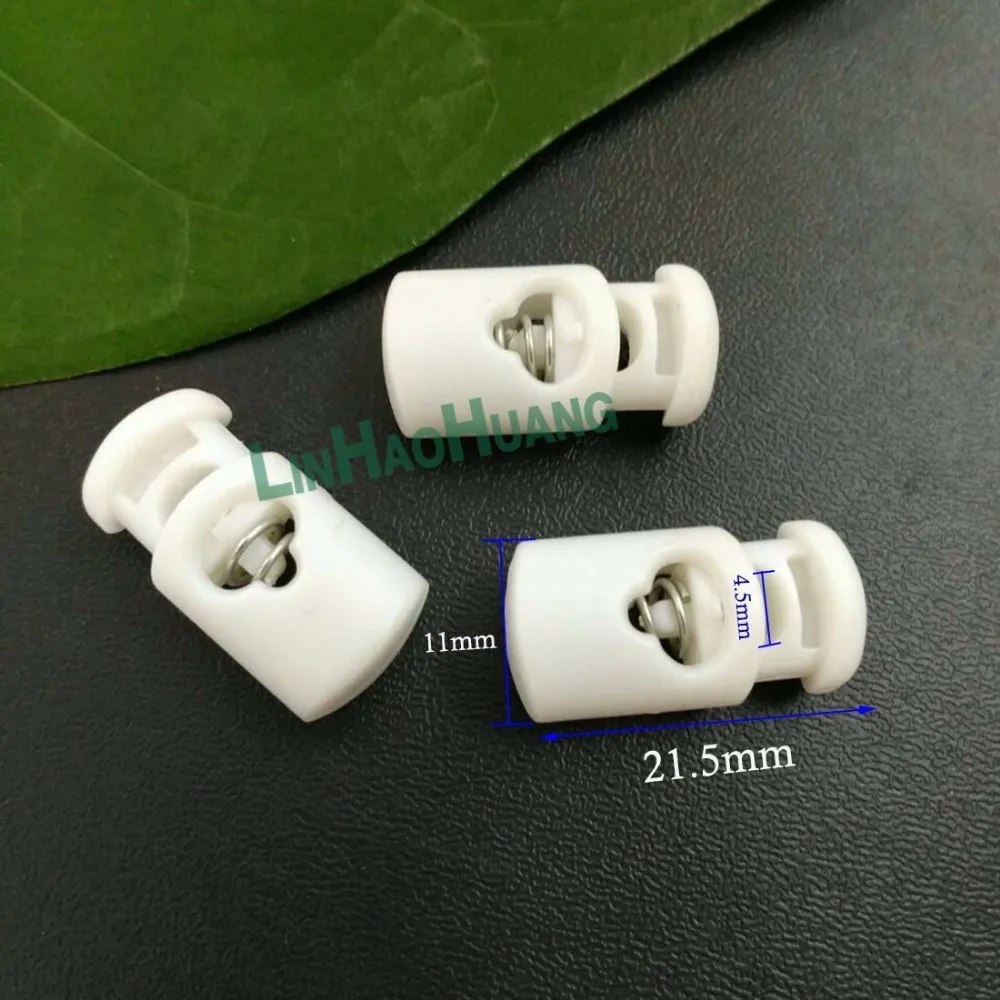 100pcs Pack Barrel Cylinder Cord Lock Spring Stopper Toggles Single Hole Slider Fastener white & Frost Rope Parts 20170614 | Дом и сад